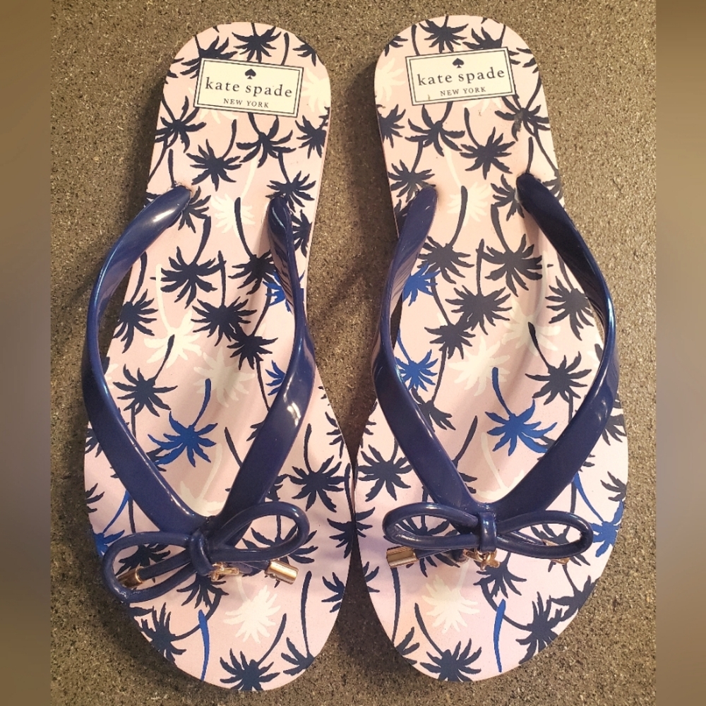 Kate Spade New York Womens Nova Pink Blue Palm Tree Flip Flop Sandals Size 8M